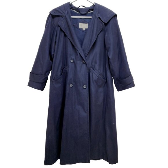 SOPHISTICATE PETITE  Navy Blue Thermal Double-Breasted Trench Coat Size 0 Womens - Picture 1 of 14